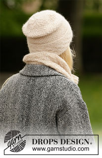 Weaving Memories Set / DROPS 204-23 - Strikket lue og hals i DROPS Air. Arbeidet er strikket med strukturmønster.