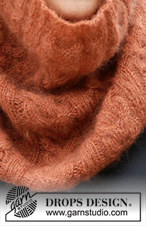 Warm Feelings / DROPS 204-30 - Prjónað hálsskjól úr 2 þráðum DROPS Kid-Silk eða 1 þræði Brushed Alpaca Silk. Stykkið er prjónað með köðlum.