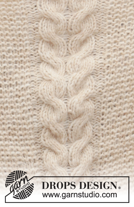 Prairie Winter / DROPS 204-49 - Bonnet et châle tricotés au point mousse avec torsades, en DROPS Air.