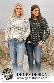 Akranes / DROPS 205-20 - Gebreide trui met raglan in DROPS Nepal. Het werk wordt van boven naar beneden gebreid met Scandinavisch-IJslands  patroon. Maten S - XXXL.