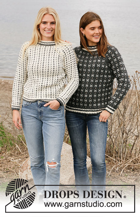 Akranes / DROPS 205-20 - Gebreide trui met raglan in DROPS Nepal. Het werk wordt van boven naar beneden gebreid met Scandinavisch-IJslands  patroon. Maten S - XXXL.
