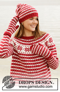 Candy Cane Lane / DROPS 205-22 - Strikket bluse med nordisk Fana mønster i DROPS Karisma eller DROPS Lima. Arbejdet strikkes oppefra og ned med rundt bærestykke. Størrelse S - XXXL.