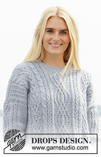 Mists of Time / DROPS 205-28 - Strikket genser i DROPS Alaska. Arbeidet er strikket med fletter og struktur. Størrelse S - XXXL.