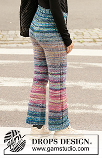 Georgy Girl / DROPS 205-30 - Stickad byxa i 2 trådar DROPS Fabel. Arbetet stickas uppifrån och ner med ränder. Storlek S - XXL.