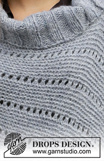 Wednesday Wrap / DROPS 205-33 - Knitted poncho in DROPS Air. The piece is worked with garter stitch and lace pattern. Sizes S - XXXL.
