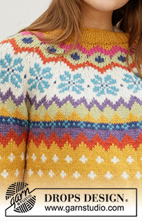 Winter Escape / DROPS 205-4 - Pull tricoté de haut en bas avec empiècement arrondi en jacquard nordique, en DROPS Nepal. Du S au XXXL.