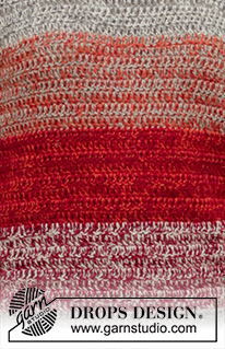 Autumn Charm / DROPS 205-46 - Gehäkelter Pullover mit Streifen in 2 Fäden DROPS Alpaca. Die Arbeit wird von oben nach unten gehäkelt. Größe S - XXXL.