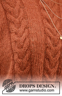 Autumn Trails / DROPS 205-8 - Neulottu pusero 2-kertaisesta DROPS Kid-Silk -langasta tai 1-kertaisesta DROPS Brushed Alpaca Silk -langasta. Työssä on palmikoita. Koot S-XXXL.