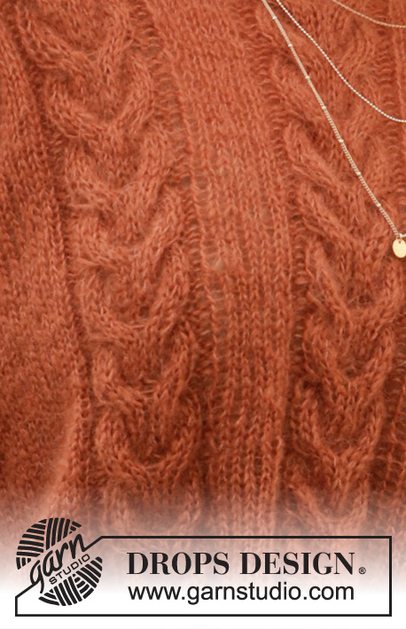 Autumn Trails / DROPS 205-8 - Neulottu pusero 2-kertaisesta DROPS Kid-Silk -langasta tai 1-kertaisesta DROPS Brushed Alpaca Silk -langasta. Työssä on palmikoita. Koot S-XXXL.