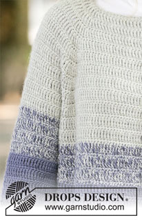 Purple Dawn Jacket / DROPS 206-14 - 2 DROPS Alpaca lõngaga ülevalt alla heegeldatud raglaan varrukatega triibuline kardigan suurustele S kuni XXXL