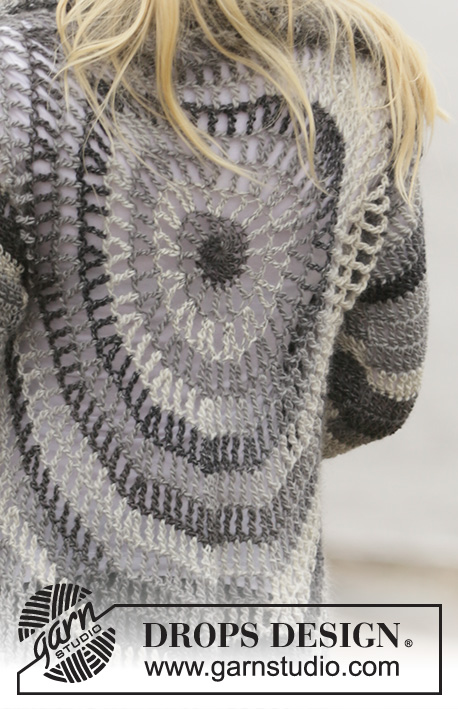 Stone Circle Jacket / DROPS 206-36 - Heklet sirkeljakke i DROPS Big Delight. Arbeidet hekles fra sentrum og ut i sirkel. Størrelse S - XXXL.