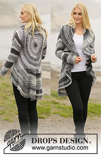 Stone Circle Jacket / DROPS 206-36 - Heklet sirkeljakke i DROPS Big Delight. Arbeidet hekles fra sentrum og ut i sirkel. Størrelse S - XXXL.