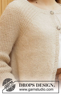 Winter Wheat Jacket / DROPS 206-47 - DROPS Puna või DROPS Soft Tweed lõngast ülevalt alla kootud tekstuurse mustriga raglaan varrukatega kardigan suurustele S kuni XXXL