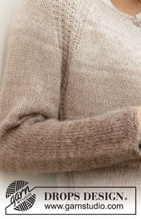 Maple Wood Jacket / DROPS 206-49 - Knitted jacket in DROPS Alpaca and DROPS Kid-Silk. Piece is knitted top down with stripes and false English rib. Size: S - XXXL