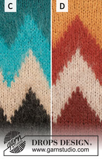 Morocco Love / DROPS 206-5 - Gestrickter Pullover in DROPS Melody. Die Arbeit wird von oben nach unten mit Rundpasse und nordischem Muster an der Passe gestrickt. Größe S - XXXL.