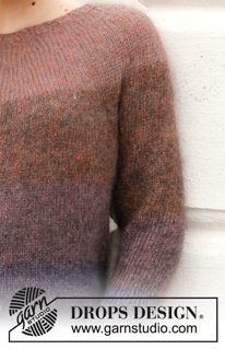 Story of Autumn / DROPS 206-7 - Gebreide trui met ronde pas in 2 draden DROPS Kid-Silk. Het werk wordt van boven naar beneden gebreid met strepen. Maten S - XXXL.