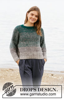 Forest Shadows Sweater / DROPS 207-15 - Prjónuð peysa með laskalínu úr 3 þráðum DROPS Brushed Alpaca Silk. Stykkið er prjónað ofan frá og niður í röndum. Stærð S - XXXL.