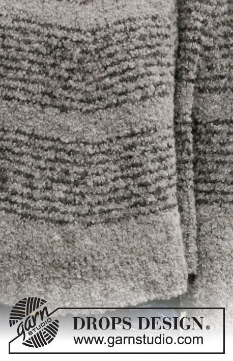 Seashell Search / DROPS 207-18 - Gebreide poncho-trui in DROPS Alpaca Bouclé. Het werk wordt van boven naar beneden gebreid met ronde pas en strepen. Maten S - XXXL.