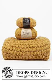 Autumn Gold / DROPS 207-19 - DROPS Sky ja DROPS Kid-Silk lõngadest ülevalt alla heegeldatud ümara passega ja nuppudega džemper suurustele S kuni XXXL
