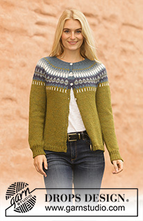 Heim Jacket / DROPS 207-2 - DROPS Alpaca lõngast ülevalt alla kootud ümara passega ja Norra mustriga kardigan suurustele S kuni XXXL