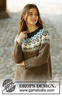 Winter Fjords / DROPS 207-21 - Knitted jumper with round yoke in DROPS Air. Piece is knitted top down with Nordic pattern. Size: S - XXXL