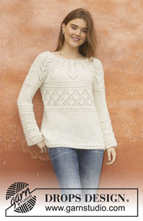 Story of Snow / DROPS 207-24 - Strikket genser med rundfelling i 1 tråd DROPS Alpaca og 1 tråd DROPS Kid-Silk. Arbeidet strikkes ovenfra og ned med hullmønster. Størrelse S -XXXL.