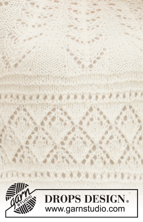 Story of Snow / DROPS 207-24 - Strikket genser med rundfelling i 1 tråd DROPS Alpaca og 1 tråd DROPS Kid-Silk. Arbeidet strikkes ovenfra og ned med hullmønster. Størrelse S -XXXL.