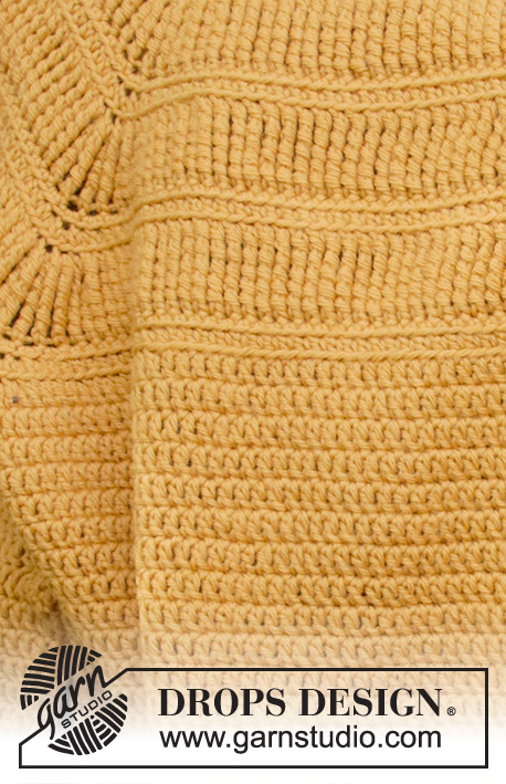 Sunny Trails / DROPS 207-28 - Heklet genser med raglan i DROPS Lima. Arbeidet hekles ovenfra og ned med staver og striper i struktur med femdobbel-staver. Størrelse S - XXXL.