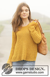 Golden Vintage / DROPS 207-34 - Strikket bluse i DROPS Brushed Alpaca Silk. Arbejdet strikkes med stjernemønster. Størrelse S - XXXL.