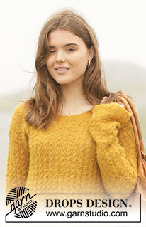 Golden Vintage / DROPS 207-34 - Strikket bluse i DROPS Brushed Alpaca Silk. Arbejdet strikkes med stjernemønster. Størrelse S - XXXL.
