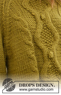 Mossy Twine / DROPS 207-37 - Knitted jumper with raglan in DROPS Snow. The piece is worked with cables and bobbles. Sizes S - XXXL.