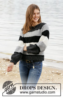 Row by Row / DROPS 207-38 - Strikket genser med striper i DROPS Alpaca Bouclé. Arbeidet strikkes ovenfra og ned. Størrelse S - XXXL.