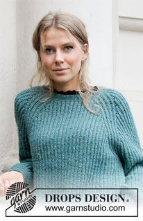Lagoon / DROPS 207-40 - Gestrickter Pullover mit Raglan in DROPS Sky. Die Arbeit wird von oben nach unten mit Vollpatent gestrickt. Größe S - XXXL.