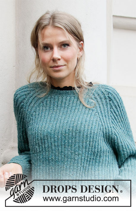 Lagoon / DROPS 207-40 - Gestrickter Pullover mit Raglan in DROPS Sky. Die Arbeit wird von oben nach unten mit Vollpatent gestrickt. Größe S - XXXL.