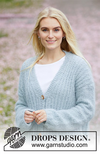 Searching for Spring Jacket / DROPS 207-41 - Prjónuð síð peysa úr DROPS Melody. Stykkið er prjónað í klukkuprjóni og sjalkraga. Stærð S - XXXL.