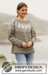 Mandal / DROPS 207-5 - Strikket bluse med rundt bærestykke og nordisk mønster i DROPS Merino Extra Fine. Arbejdet strikkes oppefra og ned. Størrelse S - XXXL.