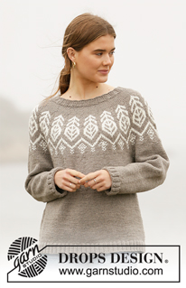Mandal / DROPS 207-5 - Strikket bluse med rundt bærestykke og nordisk mønster i DROPS Merino Extra Fine. Arbejdet strikkes oppefra og ned. Størrelse S - XXXL.