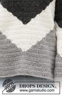 Black Thunder / DROPS 207-8 - Crocheted jumper with stripes in DROPS Air. The piece is worked in treble crochets. Sizes S - XXXL.