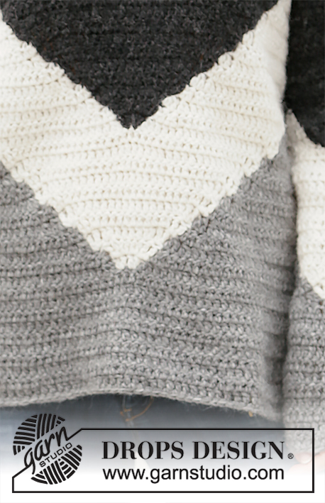 Black Thunder / DROPS 207-8 - Crocheted jumper with stripes in DROPS Air. The piece is worked in treble crochets. Sizes S - XXXL.