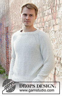 Carly Pullover / DROPS 208-1 - Tröja med raglan, stickad uppifrån och ner till herr. Storlek S - XXXL.
Arbetet är stickat i DROPS Air.
