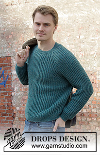 Lagoon / DROPS 208-9 - Strikket genser med raglan til herre i DROPS Sky. Arbeidet strikkes ovenfra og ned med helpatent. Størrelse S - XXXL.