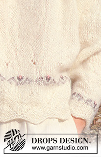 Flowing Flowers / DROPS 21-10 - DROPS jumper with lace pattern and flower border in “Kid Mohair”. 