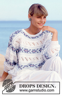 Josefina / DROPS 21-16 - DROPS jumper with lace pattern and flower borders in “Muskat”.