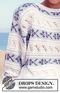 Josefina / DROPS 21-16 - DROPS jumper with lace pattern and flower borders in “Muskat”.