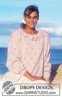 DROPS 21-17 - DROPS jumper with lace pattern and lace collar in “Muskat”. 