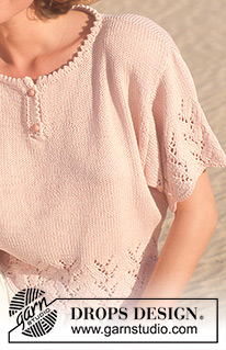 Anna Elise / DROPS 21-9 - DROPS short-sleeved jumper with lace pattern in “Muskat”.  