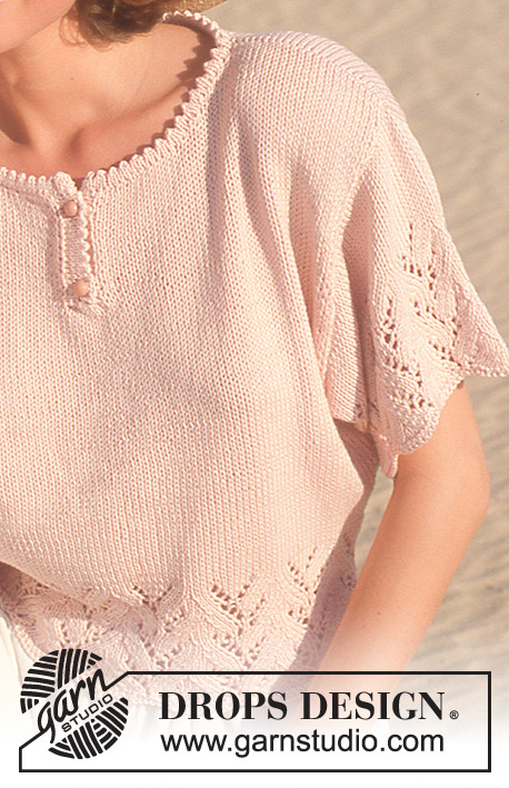 Anna Elise / DROPS 21-9 - DROPS short-sleeved jumper with lace pattern in “Muskat”.  
