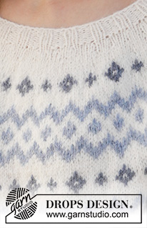 River Challenge / DROPS 210-1 - Knitted jumper with Nordic pattern in DROPS Sky. The piece is worked top down with round yoke. Sizes S - XXXL.