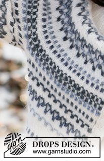 Spring Fjords Cardigan / DROPS 210-10 - Cardigan ai ferri con sprone rotondo in DROPS Big Delight e DROPS Air. Il cardigan è lavorato dall’alto verso il basso e con un motivo a punto fantasia bicolore. Taglie: Dalla S alla XXXL.