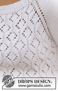 Dripping Diamonds / DROPS 210-13 - Knitted jumper with raglan in DROPS Big Merino. Piece is knitted top down with lace pattern. Size: S - XXXL